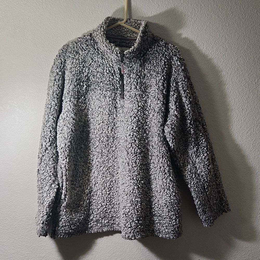 Dylan faux fur half zip gray sweater, size XL
